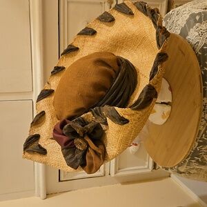 Whittall And Shon embellished large sraw hat